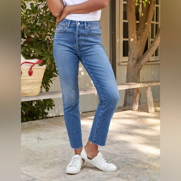 Frank & Eileen Cork Everyday Jeans Raw Hem Antique Blue - Picture 1 of 8